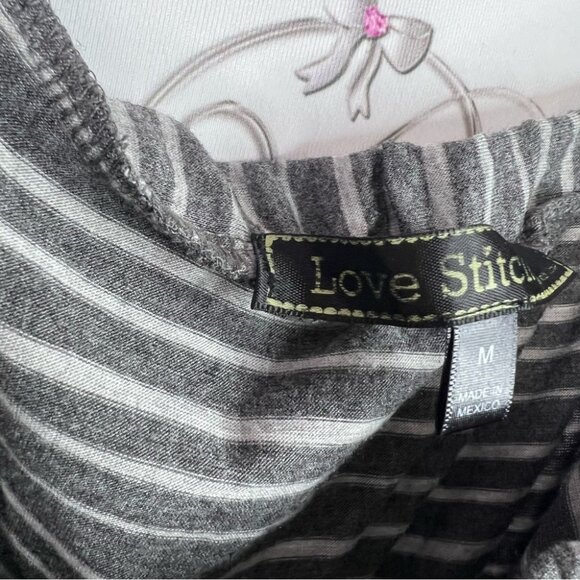 Love Stitch dress strapless maxi long style flowy grey and White Striped Skirt - Picture 7 of 9